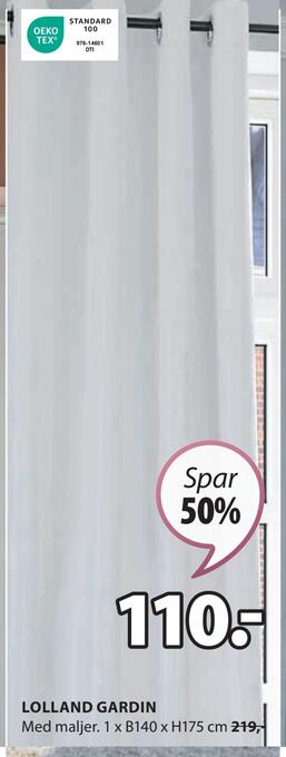 JYSK Lolland gardin tilbud