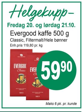 Joker Evergood kaffe 500 g tilbud