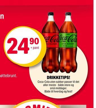 Coop Extra Coca-cola uten sukker tilbud