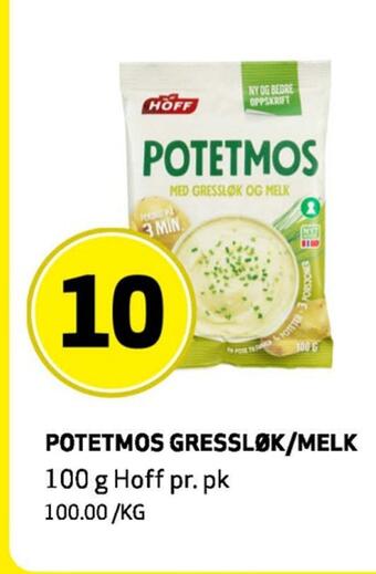 Bunnpris Potetmos gressløk/melk tilbud