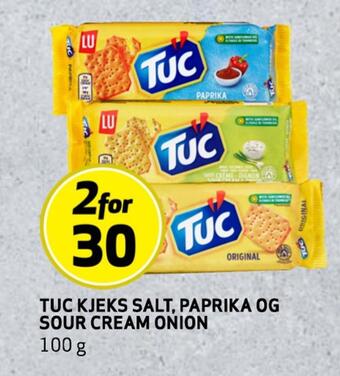 Bunnpris Tuc kjeks salt, paprika og sour cream onion tilbud