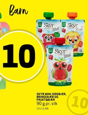 Bunnpris Skyr mini jordbær, bringebær og frukt & bær tilbud