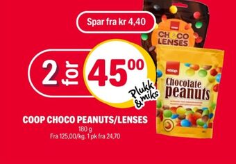 Coop Extra Chocolate peanuts sjokoladepastiller tilbud