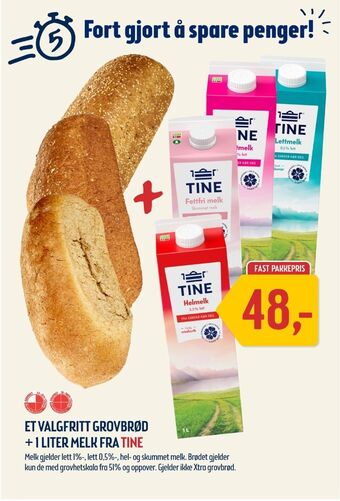 Coop Prix Tine melk & brød tilbud