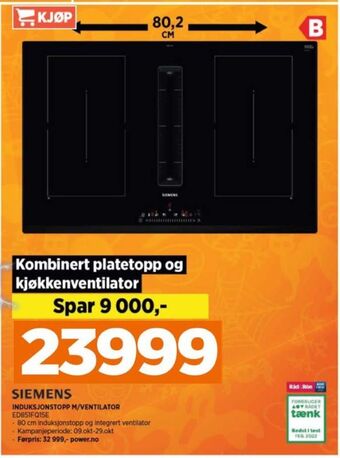 POWER Siemens induksjonsplate tilbud