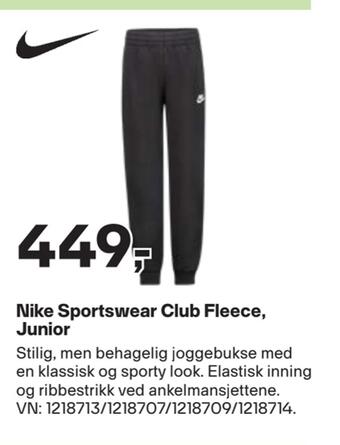 XXL Sport Nike sportswear club fleece, junior tilbud