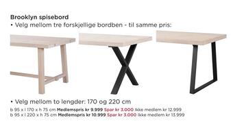 Møbelringen Brooklyn spisebord tilbud