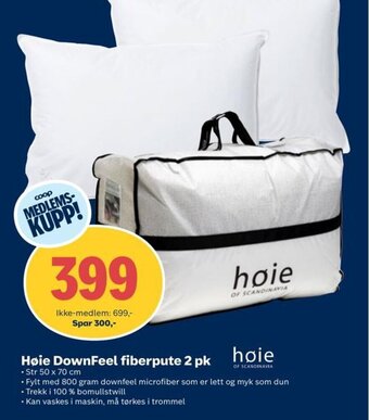 Coop Obs Høie DownFeel fiberpute 2 pk tilbud
