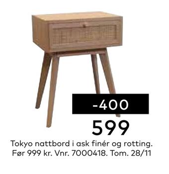 Skeidar Tokyo nattbord i ask finér og rotting tilbud