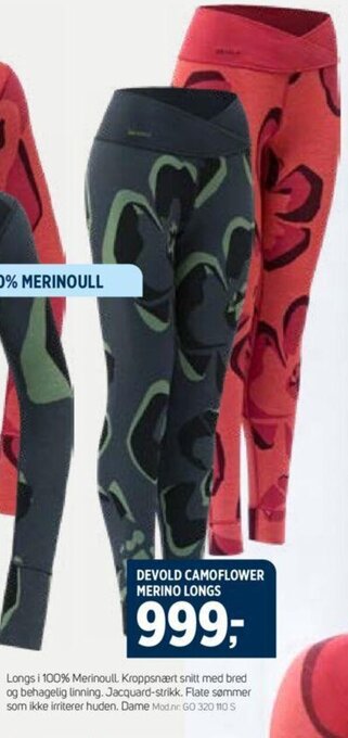 Sport 1 DEVOLD CAMOFLOWER MERINO LONGS tilbud
