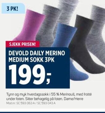 Sport 1 DEVOLD DAILY MERINO MEDIUM SOKK 3PK tilbud