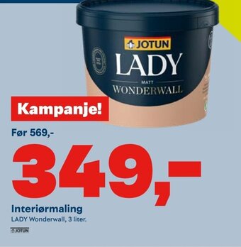 Maxbo Interiørmaling LADY Wonderwall, 3 liter. JOTUN tilbud