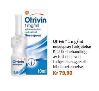 Apotek 1 Otrivin 1 mg/ml nesespray forkjølelse tilbud