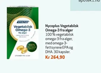 Apotek 1 Nycoplus vegetabilsk omega-3 fra alger tilbud