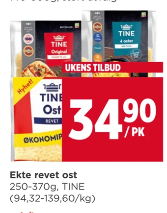 Meny Ekte revet ost tilbud