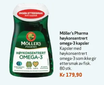 Apotek 1 Möller's pharma høykonsentrert omega-3 kapsler tilbud