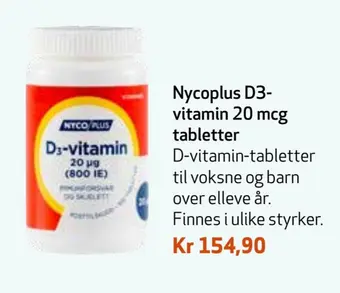 Apotek 1 Nycoplus d3- vitamin 20 mcg tabletter tilbud