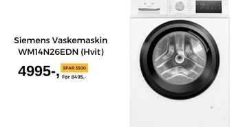 Elkjøp Siemens Vaskemaskin WM14N26EDN (Hvit) tilbud