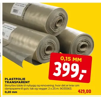 jem & fix Plastfolie transparent tilbud