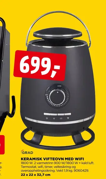 jem & fix Keramisk vifteovn med wifi tilbud