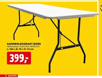 jem & fix Sammenleggbart bord tilbud