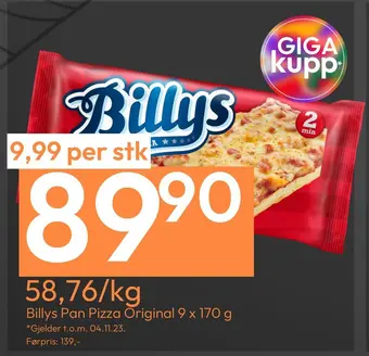 Gigaboks Billys pan pizza original 9 x 170 g tilbud