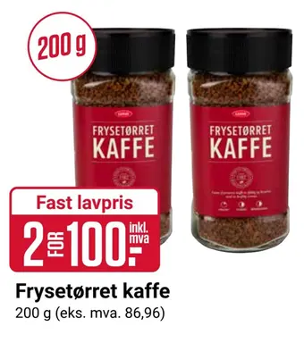 Europris Frysetørret kaffe tilbud