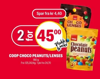 Coop Extra Chocolate peanuts sjokoladepastiller tilbud