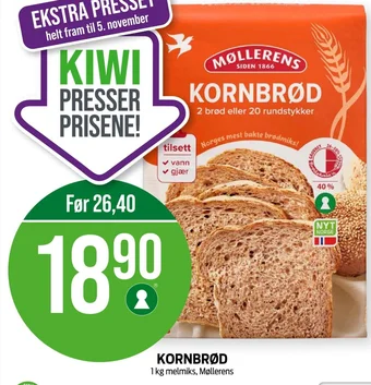 Kiwi KORNBRØD 1 kg melmiks, Møllerens tilbud