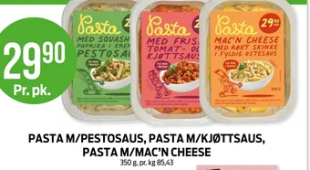 Kiwi PASTA M/PESTOSAUS, PASTA M/KJØTTSAUS, PASTA M/MAC'N CHEESE tilbud