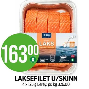 Kiwi LAKSEFILET U/SKINN 4 x 125 g Lerøy tilbud