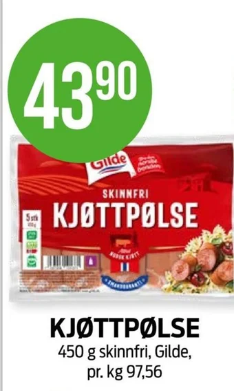Kiwi KJØTTPØLSE 450 g skinnfri, Gilde tilbud
