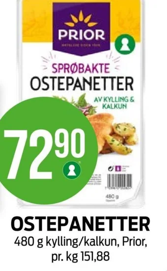 Kiwi OSTEPANETTER 480 g kylling/kalkun, Prior tilbud