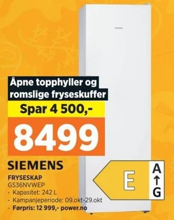 POWER SIEMENS FRYSESKAP GS36NVWEP tilbud