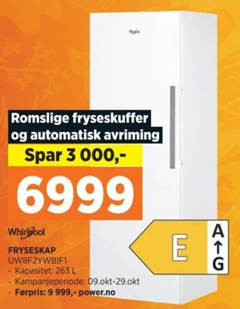 POWER Whirlpool FRYSESKAP UW8F2YWBIFI tilbud