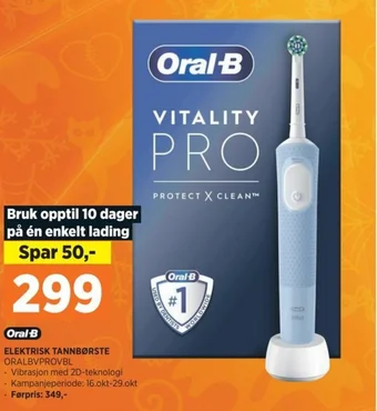 POWER Oral-B ELEKTRISK TANNBØRSTE ORALBVPROVBL tilbud