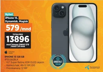 POWER IPHONE 15 128 GB IP15128GBLK tilbud