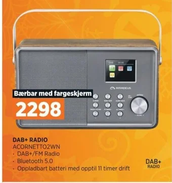POWER DAB+ RADIO ACORNETTO2WN tilbud