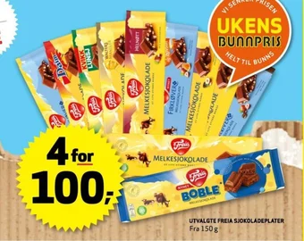 Bunnpris UTVALGTE FREIA SJOKOLADEPLATER tilbud