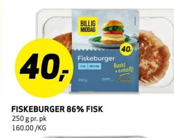 Bunnpris FISKEBURGER 86% FISK tilbud