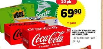 Bunnpris COCA COLA M/U SUKKER, URGE, FANTA Ú/SUKKER OG SPRITE ZERO tilbud