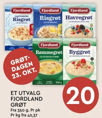 Coop Mega Et utvalg fjordland grøt tilbud