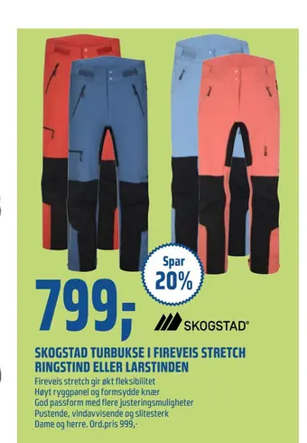 Coop Obs Skogstad turbukse i fireveis stretch ringstind eller larstinden tilbud