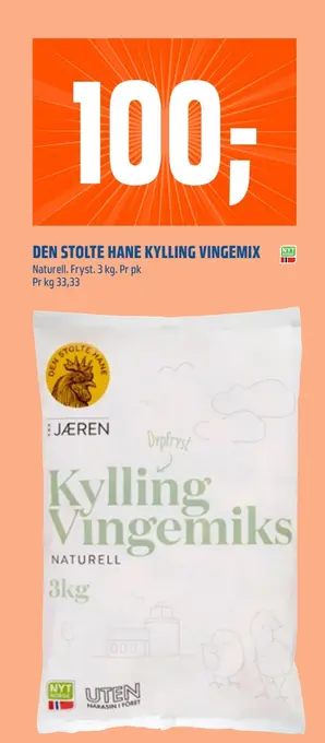 Coop Obs Den stolte hane kylling vingemix tilbud