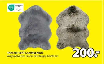 JYSK Taks imitert lammeskinn tilbud