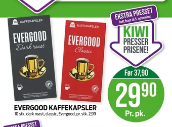Kiwi Evergood kaffekapsler tilbud