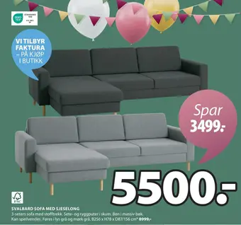 JYSK Svalbard sofa med sjeselong tilbud