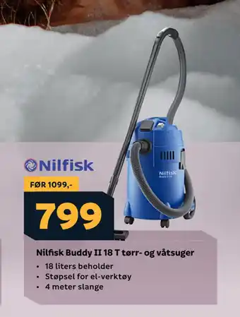 Megaflis Nilfisk buddy ii 18 t tørr- og våtsuger tilbud