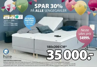 JYSK Høie e250 regulerbar seng tilbud