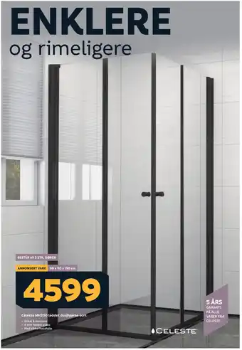 Megaflis Celeste mh200 leddet dusjhjørne sort tilbud